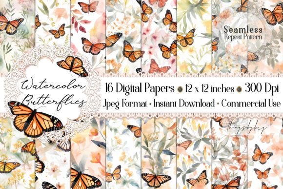16 Seamless Monarch Butterfly Patterns
