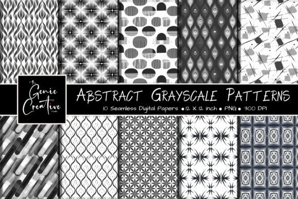 Abstract Grayscale Seamless Patterns Set for Modern Design