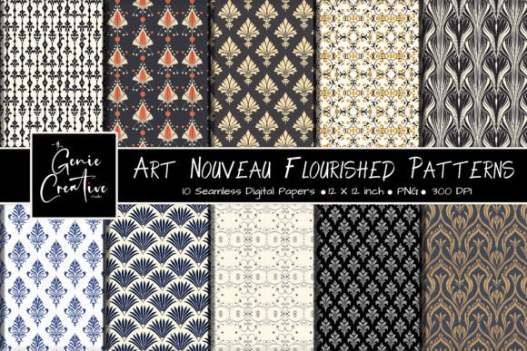 Art Novae Flourished Patterns Set: Elevate Your Creative Projects with Timeless Elegance