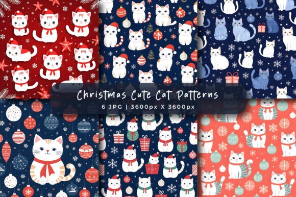 Christmas Cute Cat Patterns for Festive Creations