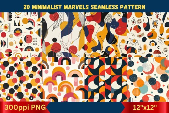 Elevate Your Designs with Minimalist Marvels 12x12 Seamless Patterns Digital Download