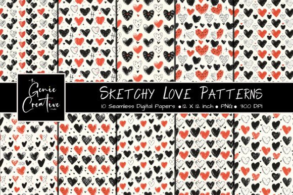 Elevating Creative Workflows with the Sketchy Love Seamless Patterns Set