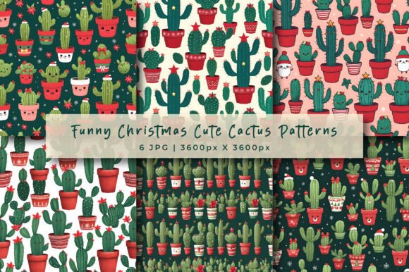 Funny Christmas Cute Cactus Patterns for Holiday Fun