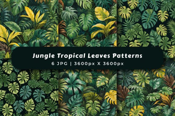 Jungle Tropical Leaves Patterns for Creative Projects
