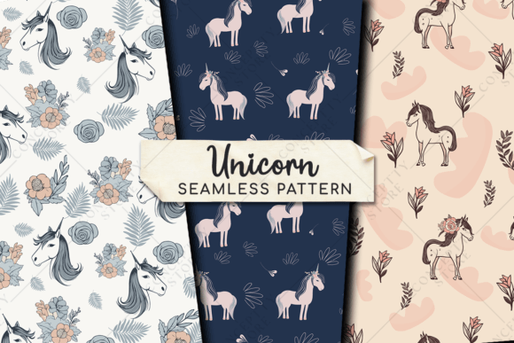 Minimalist Unicorn Seamless Patterns