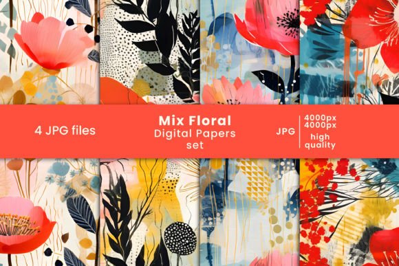 Mix Floral Digital Papers and Patterns