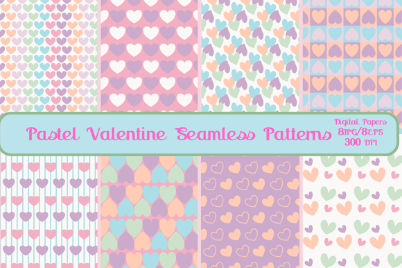 Pastel Valentine Seamless Patterns for Creative Projects