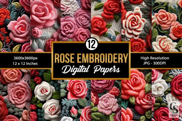Roses Embroidery Seamless Patterns for Premium Design