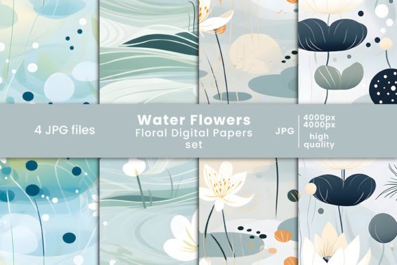 Water Flowers Digital Paper and Patterns: A Guide to Nature-Inspired Digital Design